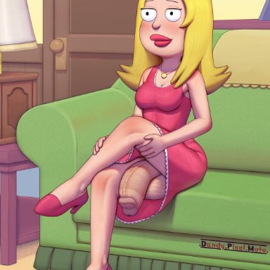 1futa, absurdres, american dad, balls, dandypixelmoto, dickgirl, flaccid, francine smith, futa only, futanari, highres, huge cock, penis, solo, testicles