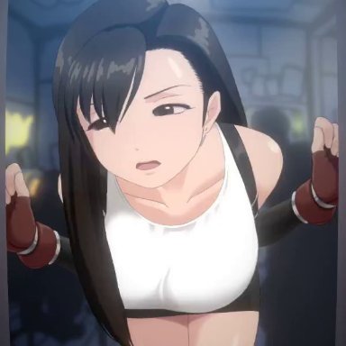 animated, brown eyes, brown hair, clothed, final fantasy, final fantasy vii, long hair, osawariman h, tagme, tifa lockhart, webm