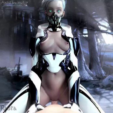 1boy, 1girls, 3d, animated, blender, cowgirl position, erection, female, frost (mortal kombat), looking at viewer, male, mortal kombat, mortal kombat 11, penetration, penis