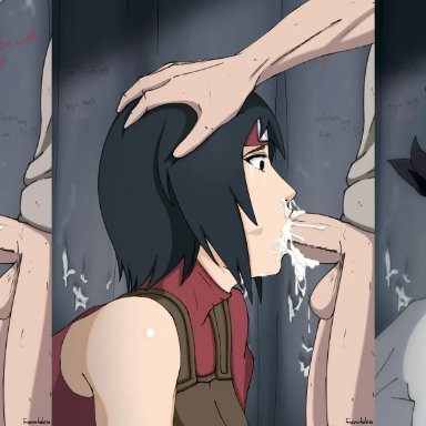 black hair, blowjob, boruto: naruto next generations, cheek bulge, color, cum, furutaka (artist), kneeling, kunoichi, kurotsuchi, mouth full, nakadashi, naruto, naruto shippuden, ninja