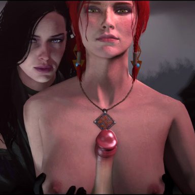 animated, SfmTessai, sound, the witcher, the witcher 3, the witcher 3: wild hunt, titjob, triss merigold, yennefer