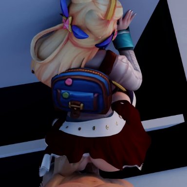 3d, ahri, anal, anal sex, animal ears, animated, ass, blender, blonde hair, cfnm, clothed female nude male, darkholestuff, female, from behind, league of legends