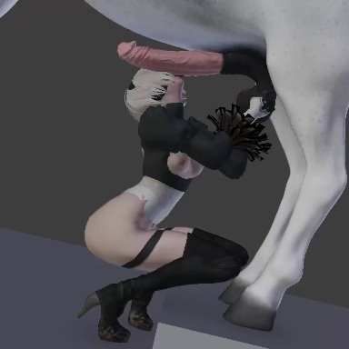 3d, animated, ball fondling, blank background, blender, high heels, horse, horsecock, licking penis, likkezg, nier: automata, swaying, tagme, thighhighs, webm