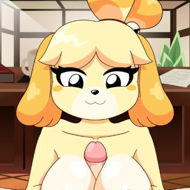 alfa995, animal crossing, animated, anthro, areolae, artist name, bell, blush, bouncing breasts, breasts, eyelashes, female, female focus, furry, interspecies