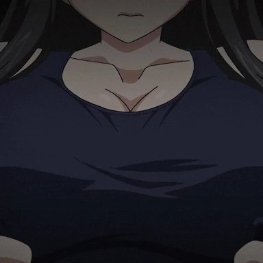 2d, animated, animated gif, areolae, big boobs, big breasts, big tits, black hair, boobs, boobs drop, bouncing breasts, breasts, clevage, drop, erect nipples