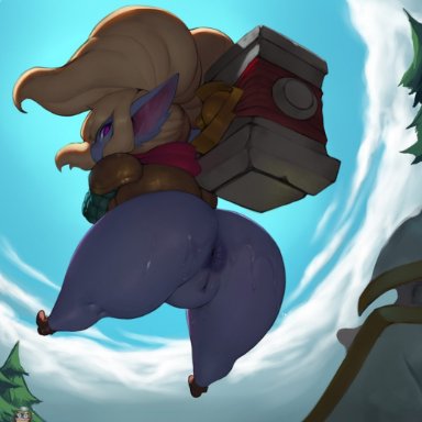 1girls, anus, ass, big ass, female, forastero, league of legends, male, poppy, pussy, shortstack, solo focus, thick thighs, yordle