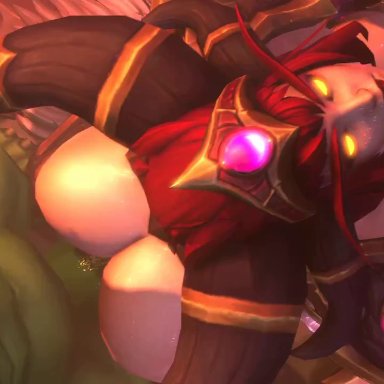 3d, against wall, alexstrasza, ambrosine92, animated, audiodude, big breasts, big horns, bouncing ass, breast press, breasts, cleavage, erection, female, from behind