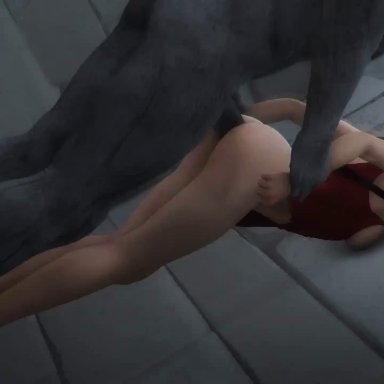 1boy, 1girls, 3d, ada wong, against wall, animated, asian, ass, big breasts, big penis, black hair, bottomless, breasts, clothes, defeated