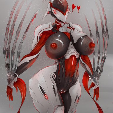 2d, abs, areolae, big boobs, big tits, biomechanical, boobs, breasts, claws, clevage, edit, edited, garuda (warframe), grakata733, heart