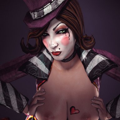 3d, areolae, big boobs, big breasts, big tits, boobs, borderlands, borderlands 2, borderlands 3, breasts, brown hair, edit, edited, green eyes, heart tattoo