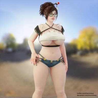 1girls, 3d, big breasts, breasts, cleavage, female, female only, large breasts, mavixtious, mei (overwatch), overwatch, solo