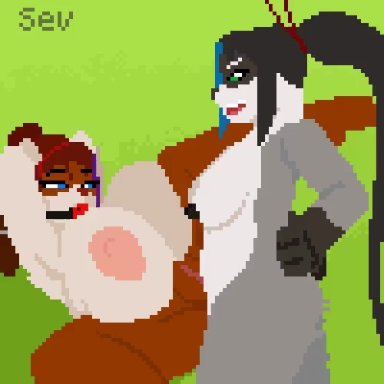 1:1, anal, anal sex, animated, anthro, anthro on anthro, anthro penetrated, anthro penetrating, anthro penetrating anthro, areola, bael thunderfist, ball gag, batartcave, big breasts, black hair