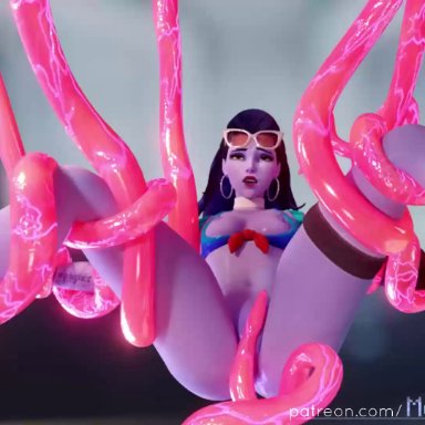 1girls, 3d, all the way through, alternate costume, anal, anal penetration, animated, anus, blender, breasts, clothing, cote d'azur widowmaker, ear penetration, edit, female