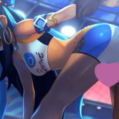 1boy, 1girls, 3d, animated, armpits, ass, censored, clothed, dark-skinned female, female, heart, kiki (uxoia), nessa (pokemon), nintendo, nude