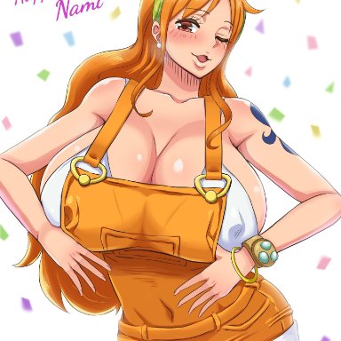 big breasts, birthday, dressed, mikanberry, nami, one piece