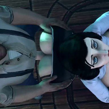 3d, age difference, ahe gao, ahegao, animated, ass grab, atlas, bent over, big ass, big breasts, bioshock, bioshock infinite, black hair, blue eyes, bouncing breasts