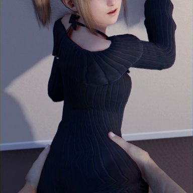 1boy, 1girl, 3d, animated, blonde hair, blue eyes, butt, clothed, dead or alive, doggy style, lazyprocrastinator, marie rose, small breasts, tagme, webm