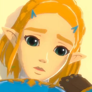 1boy, 1girls, 3d, ahegao, animated, anus, areolae, blender, blonde hair, blue eyes, breasts, breath of the wild, clothed, convulsions, cum