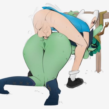 1boy, 1girls, adventure time, age difference, anal, antlers, blush, boots, breasts, closed eyes, colorized, coloured, depthsofmind, edit, female