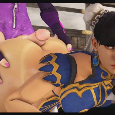 1futa, 1girls, 3d, animated, ass, big ass, bored, buttjob, chun-li, dentol, dickgirl, evilaudio, female, from behind, futa on female