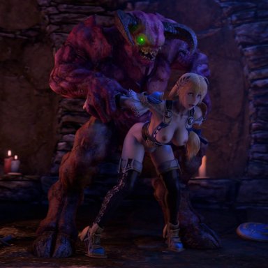 3d, animated, baron of hell, darsovin, doom, minotaur, sophitia alexandra, soul calibur, standing doggy style, standing sex