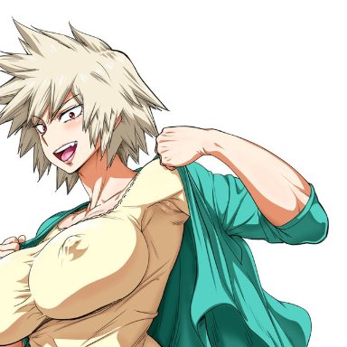 big breasts, blonde, blonde hair, breasts, clothing, erect nipples under clothes, izuku midoriya, large breasts, mitsuki bakugou, my hero academia, nipples