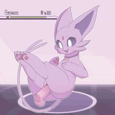 2019, animated, balls, blinking, collar, disembodied penis, duo, eeveelution, espeon, female, female focus, female penetrated, feral, forehead gem, forked tail