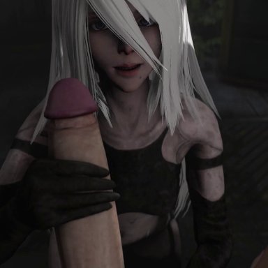 animated, ebashuchan, futa pov, futa with female, handjob, large penis, nier: automata, pov, pov eye contact, sound, webm, yorha 2b, yorha a2