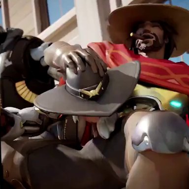 1girls, 2boys, 3d, animated, ashe (overwatch), blender, bob (overwatch), erection, fellatio, female, fireboxstudio, male, mccree, oral, overwatch