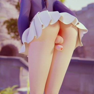 1futa, 3d, academy d.va, alternate costume, ass, balls, blender, cock-tail, d.va, dickgirl, erection, foreskin, futa only, futanari, overwatch