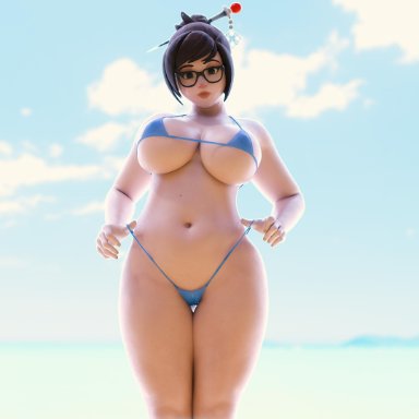 1girls, 3d, absurdres, big breasts, bikini, breasts, cleavage, female, female only, fugtrup, highres, large breasts, looking at viewer, mei (overwatch), overwatch