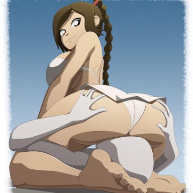 1girls, ass, ass grab, avatar the last airbender, barefoot, big ass, big breasts, breasts, facesitting, feet, female, large breasts, panties, ravenravenraven, soles