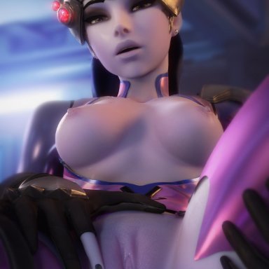 1girls, 3d, areolae, breasts, female, female only, looking at viewer, nipples, overwatch, pussy, solo, widowmaker, xordel