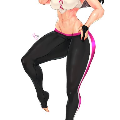 1girls, abs, alternate costume, alternate hairstyle, bangs, black hair, blunt bangs, breasts, capcom, clothed, curvy, feet, female, female only, front view