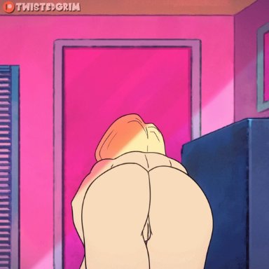 1girls, alternate version available, android 18, animated, blonde hair, blue eyes, bouncing ass, bouncing breasts, cleavage, curvy, dragon ball, erect nipples, female, huge areolae, huge ass