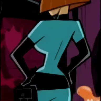 1girl, animated, arm gloves, armwear, ass, ass expansion, bodysuit, breast expansion, breasts, brown hair, clothed, clothes, clothing, danny phantom, dat ass