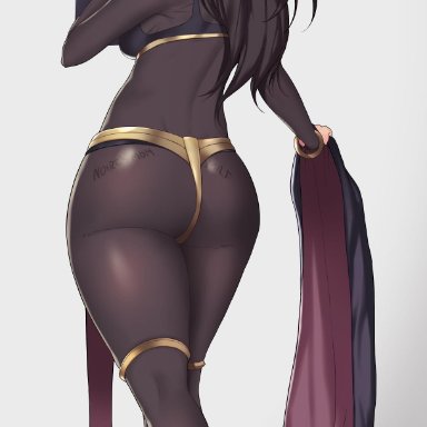 1girls, ass, aster crowley, bangs, big ass, black hair, blunt bangs, blush, body writing, bodysuit, book, breasts, cape, crossed legs, fire emblem