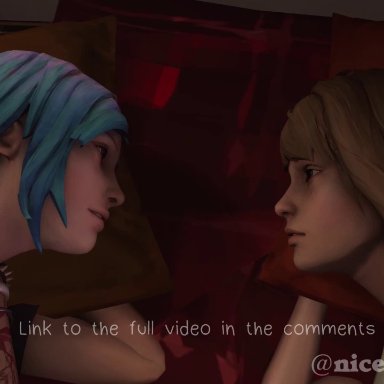 3d, animated, bed, breasts, breath, chloe price, cunnilingus, dyed hair, life is strange, max caulfield, naked, nicefield, nicefieldnsfw, nude, orgasm
