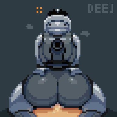 2019, animated, anus, ass, big butt, bodily fluids, cum, duo, featureless, female, genital fluids, grey background, grey body, huge butt, humanoid