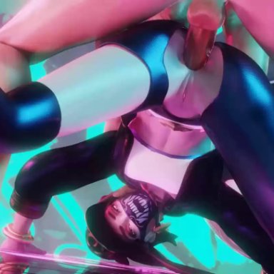 1boy, 1girls, 3d, akali, alternate costume, anal, anal penetration, animated, anus, ass, balls, blender, erection, female, gifdoozer