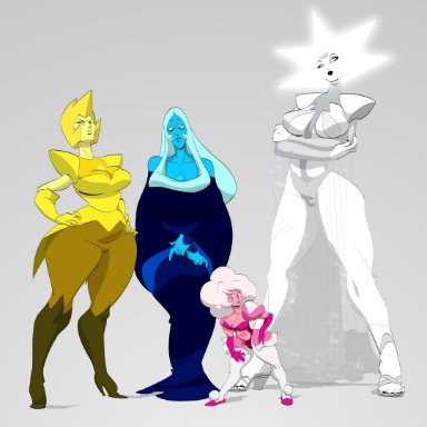 2019, alien, armwear, big breasts, blonde hair, blue diamond (steven universe), blue eyes, blue hair, blue skin, breasts, cartoon network, cleavage, clothed, clothing, diamond (gem)