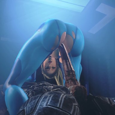 1boy, 1girls, 3d, animated, ass, cowgirl position, erection, female, huge cock, male, metroid, nintendo, no sound, nude, penetration