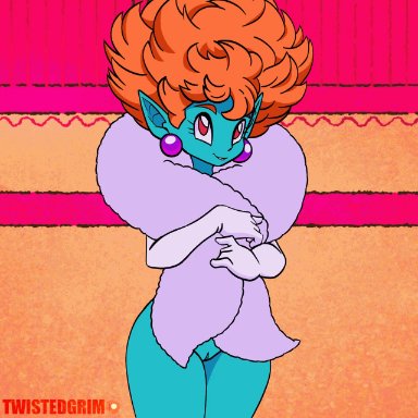 animated, blue skin, breasts, dragon ball, dragon ball z, female, female only, princess snake, pussy, red eyes, sharp teeth, tagme, twistedgrim