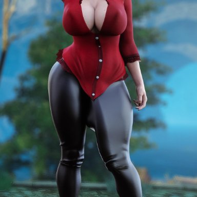 1futa, 3d, absurdres, ankle boots, artist name, big breasts, big bulge, breasts, bulge, circumcised, classy, cleavage, clothed, dickgirl, erect nipples