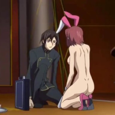 2d, areolae, ass, blue eyes, booty, bouncing breasts, breasts, bunny ears, casino, code geass, completely nude, edit, edited, has audio, kallen stadtfeld