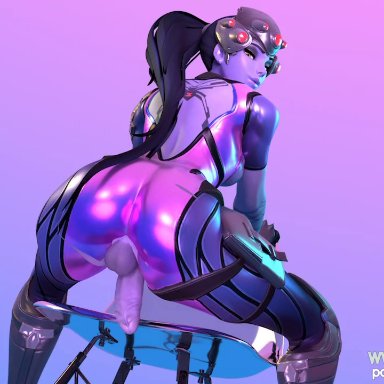 1futa, 3d, animated, ass, big ass, big penis, big tits, blender, bodysuit, bouncing ass, cock-tail, cowgirl position, dark skin, erection, futa