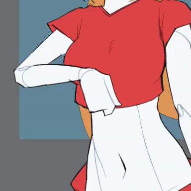 animated, breasts outside, cave story, close-up, clothes lift, crop top, curly brace, female, flashing, lifting, medium breasts, nickleflick, no bra, presenting breasts, robot