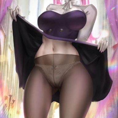 1girls, big breasts, breasts, female, fire emblem, fire emblem: three houses, hilda (fire emblem), large breasts, looking at viewer, nintendo, panties, pantyhose, ragecndy, solo