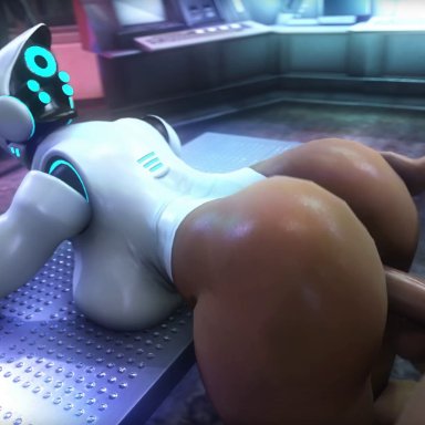 3d, animated, big ass, big penis, dark skin, dark-skinned female, from behind, haydee, huge breasts, jiggle, robot, sound, spanking, tagme, webm