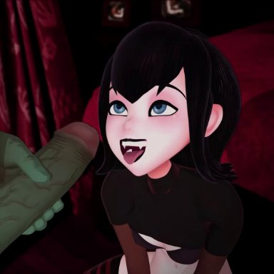 1boy, 1girl, 1girls, animated, cum, cum on face, cumshot, female, happy, hotel transylvania, male, masturbation, mavis dracula, no sound, open mouth